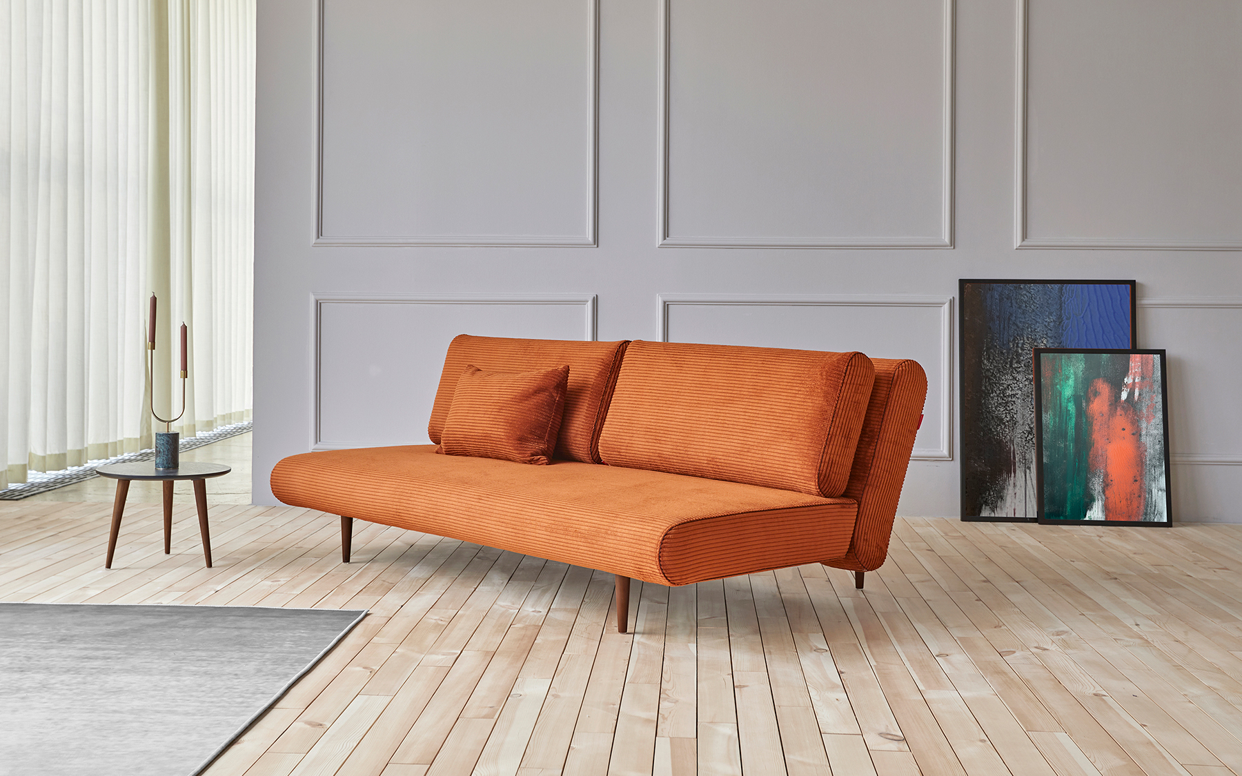 lounger sofa bed sage wood fabric espresso frame